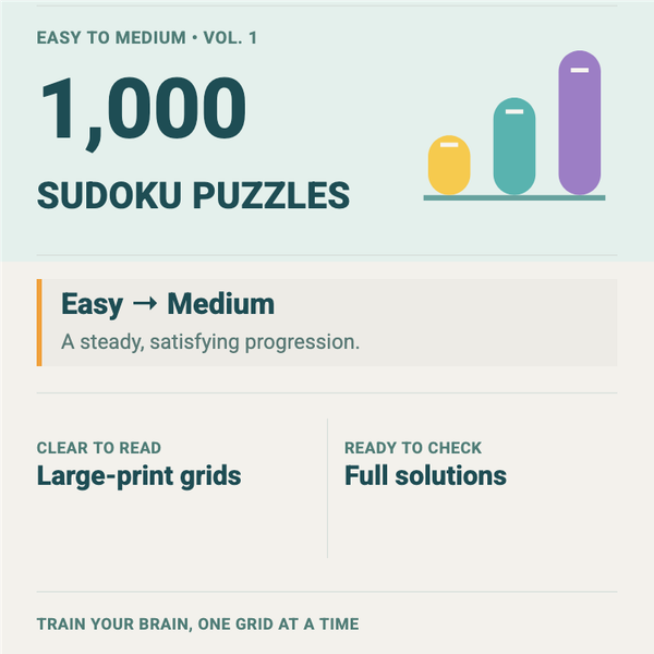 Easy to Medium Sudoku Wrap A+ content template preview