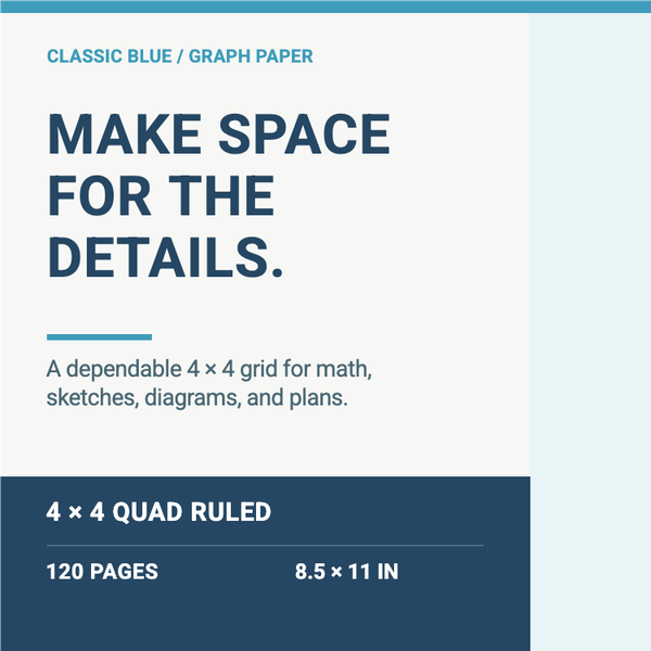 Classic Blue Graph Paper Notebook A+ content template preview