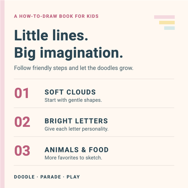 Pastel Doodle Parade Kids A+ content template preview