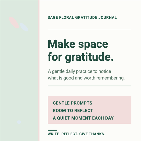 Sage Floral Gratitude Journal A+ content template preview