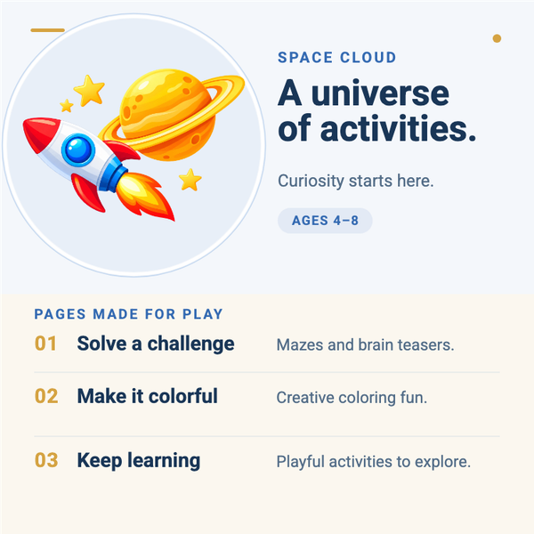 Space Cloud Activity Kids A+ content template preview