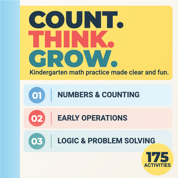 Space Math Kindergarten Workbook A+ content template preview